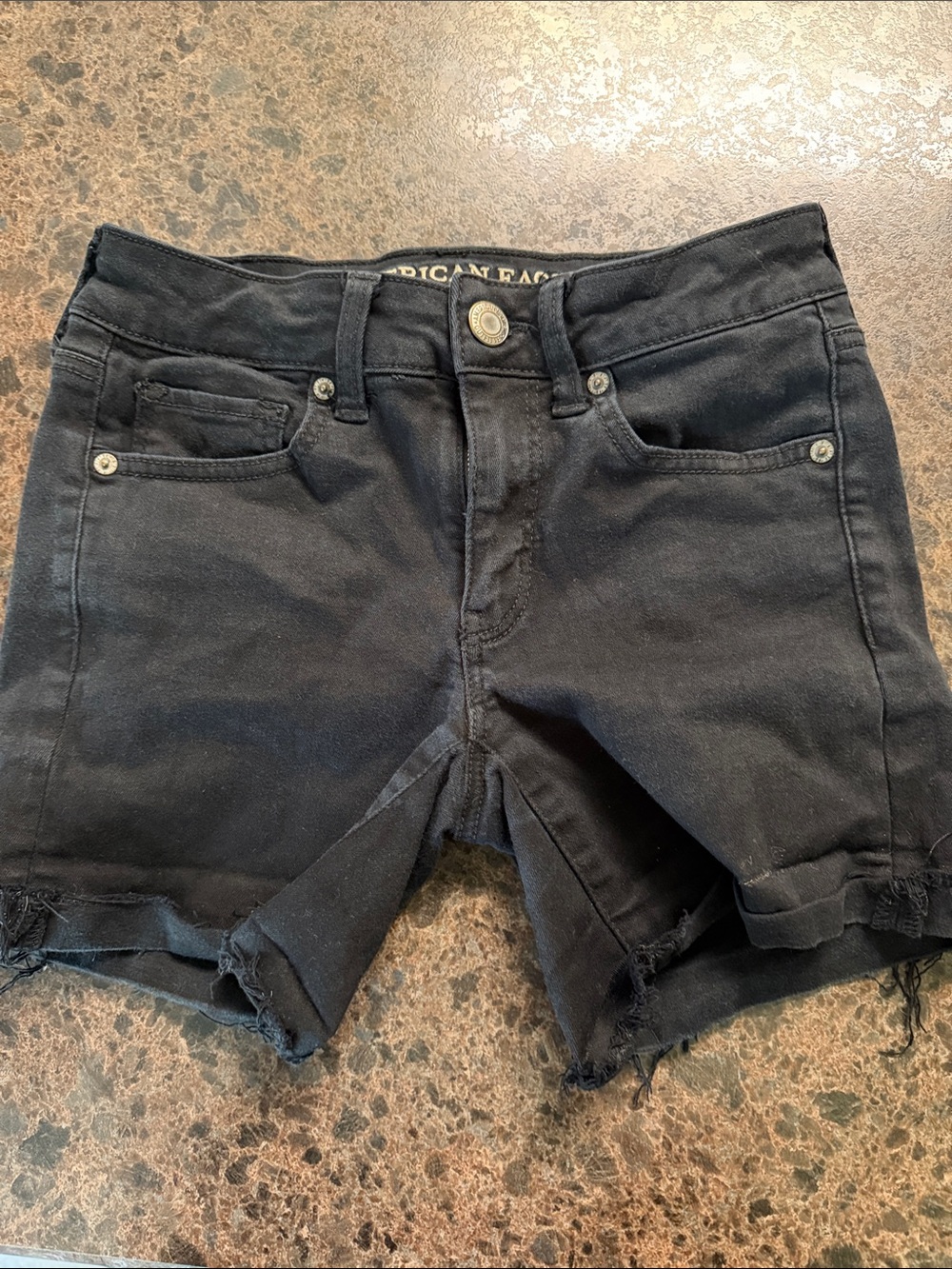 American Eagle Outfitters Black Denim Cut-Off Jean Shorts
